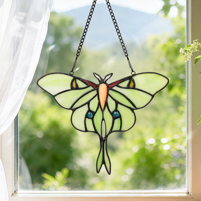 Décoration pour vitrail en verre coloré Luna Moth Suncher