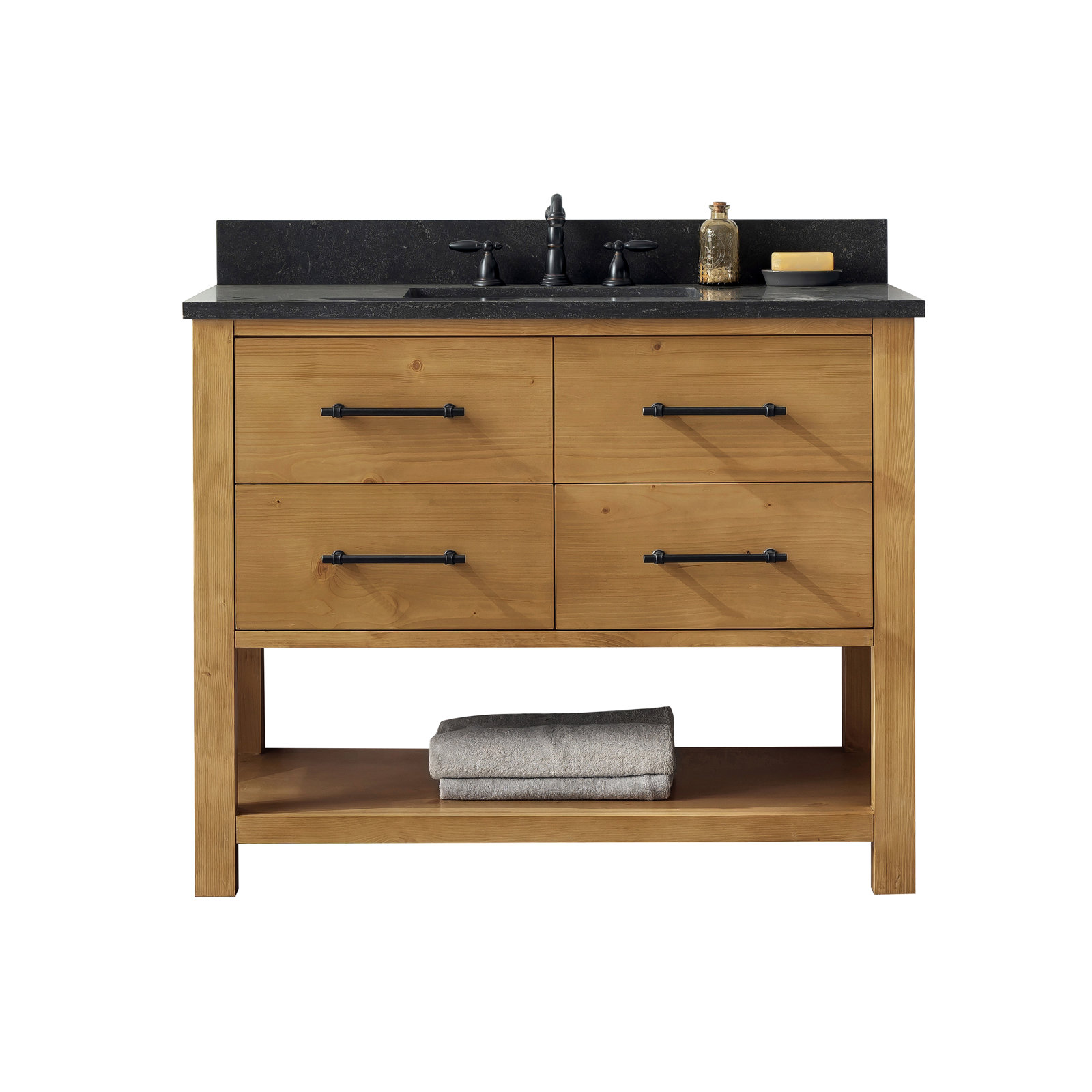 Keri 42'' Single Bathroom Vanity, Tan/Antique Black