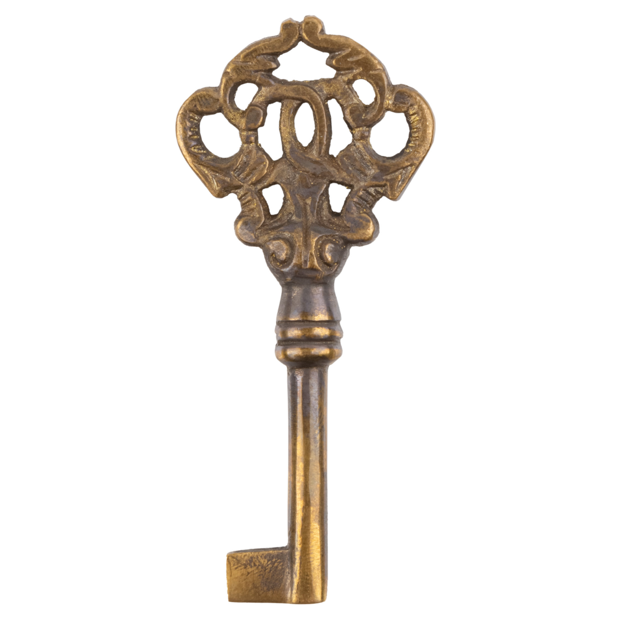 UNIQANTIQ HARDWARE SUPPLY Hand Aged Solid Brass Skeleton Key