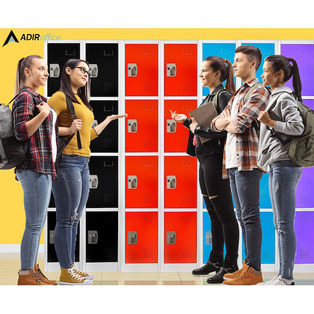 AdirOffice 72" Red Steel 4-Tier Key Lock Storage Locker Set