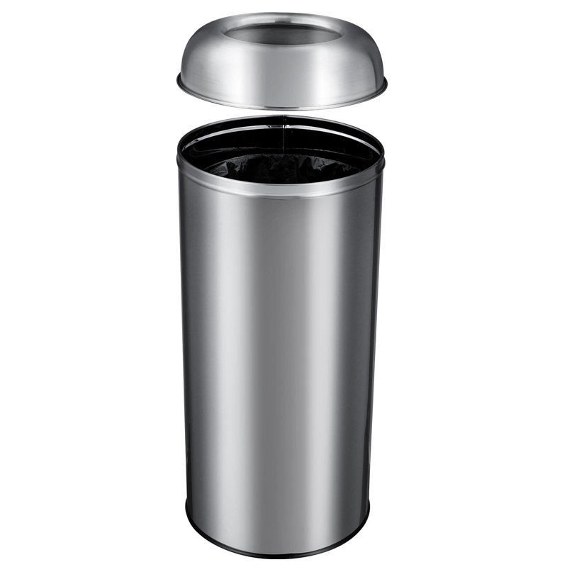 Grande poubelle 17 gallons / 65l, poubelle extérieure en acier inoxydable avec grande poubelle ouverte, poubelle de cuisine
