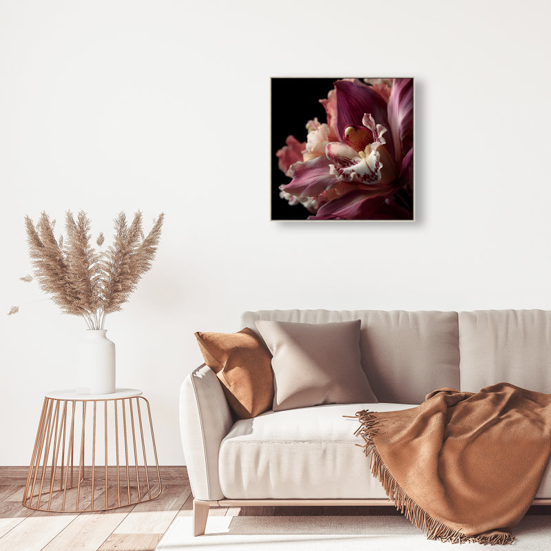 Velvet Labellum Print by Oliver Gal, 31"H x 31"W, Silver Floater Frame
