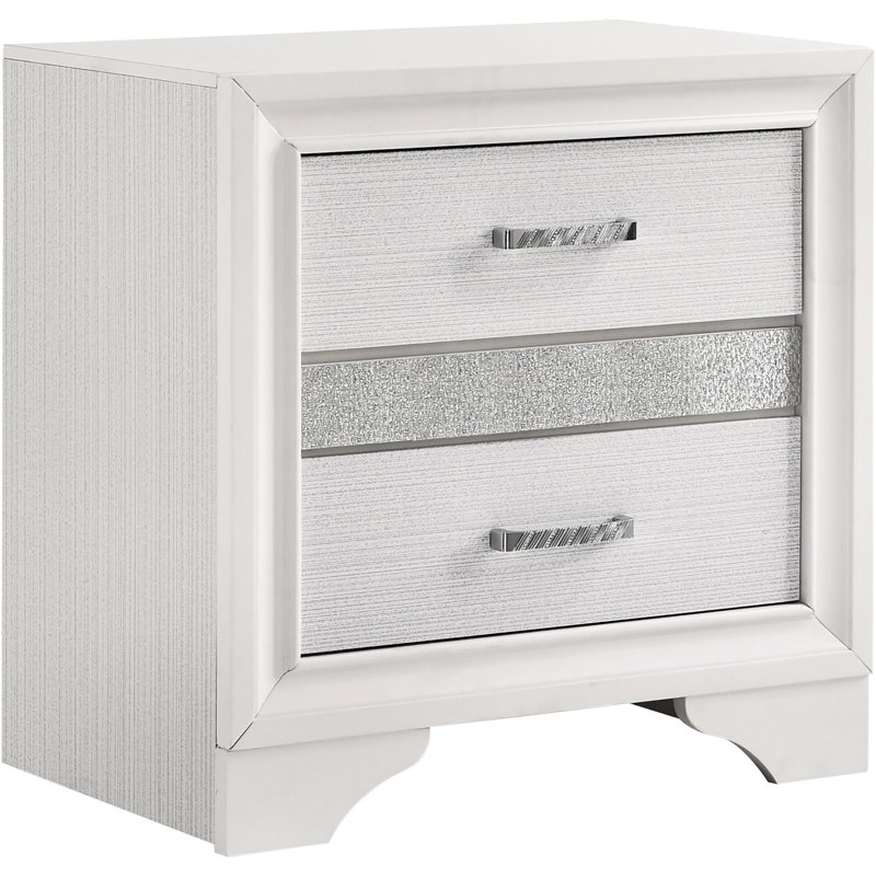 Table de chevet blanche 2 pour chambre à coucher avec Secret Place - écrin moderne caché, Blanc
