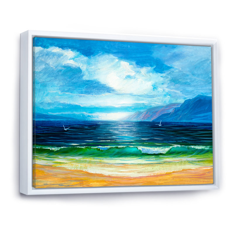 Morning Sunlight On The Sea Waves XXII - Décoration murale nautique et côtière en toile, H 24 po x l 36 po x P 1 po