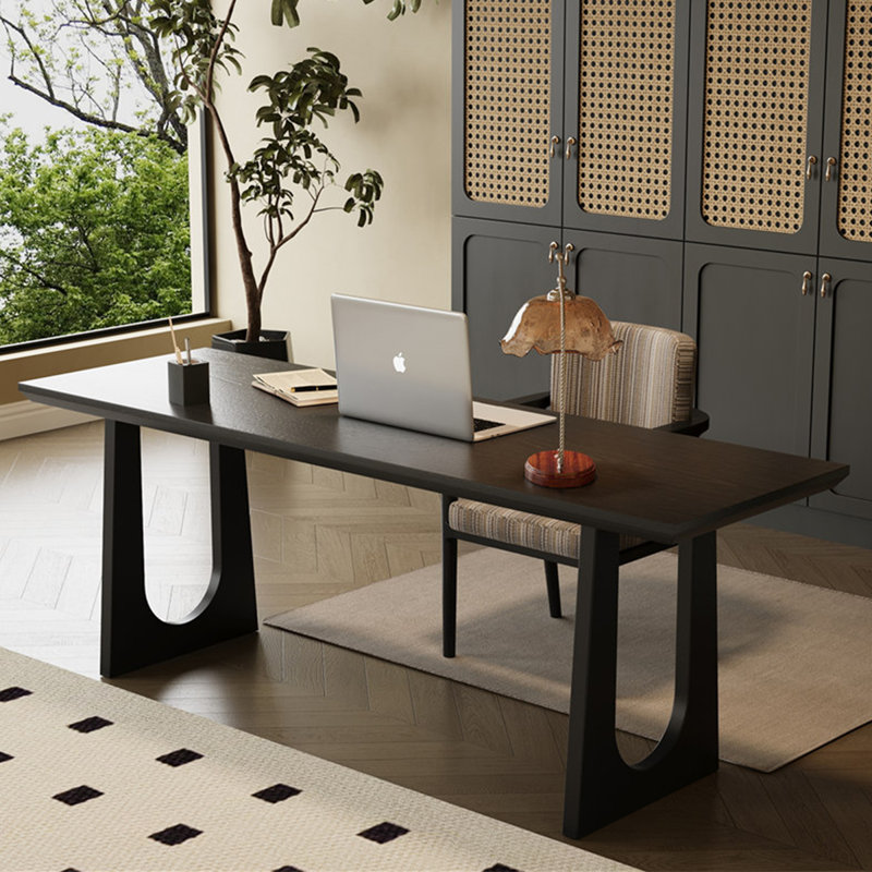Bureau rectangulaire en bois massif noir, H 29,53 po x l 62,99 po x P 23,62 po