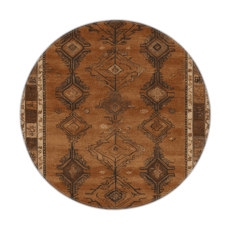 ArtDeco Brown Indoor and Outdoor Area Rug, Round 5'