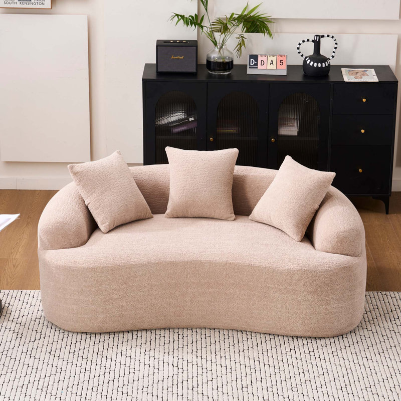 Causeuse compacte incurvée avec chenille 30D et commodité sans assemblage