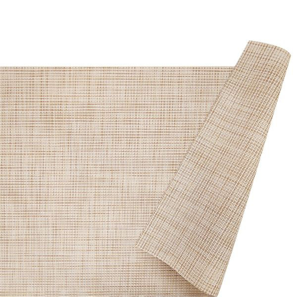 Vinyl Plaid Rectangle Placemat, Beige