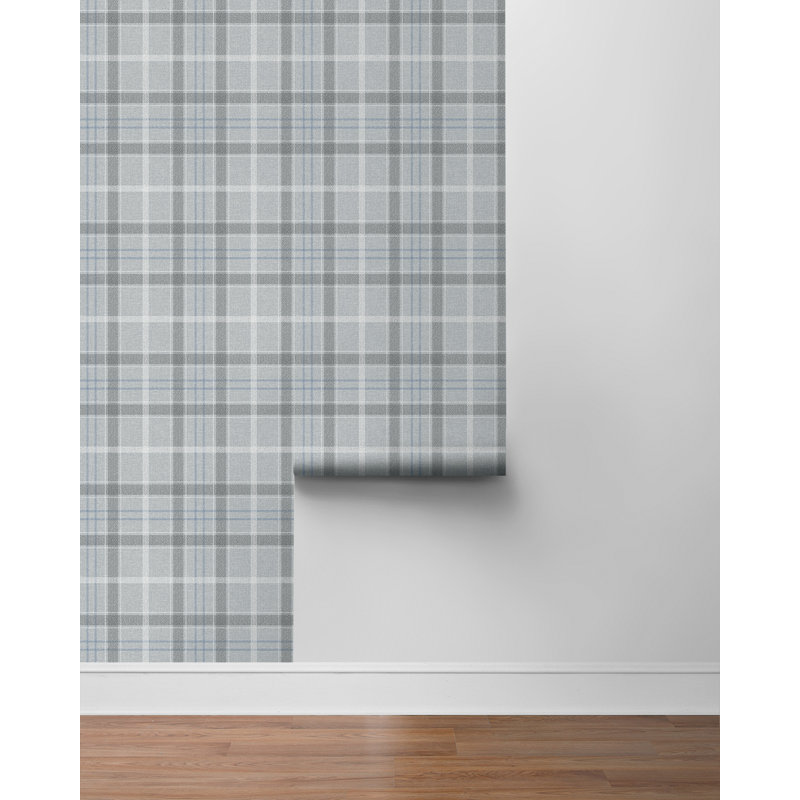 Papier peint auto-adhésif à carreaux Ebav Designs, Bleu/gris/crème, Vinyle, L 18 po x l 20,90 po