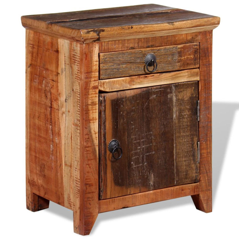 Table de chevet en bois d'acacia massif récupéré
