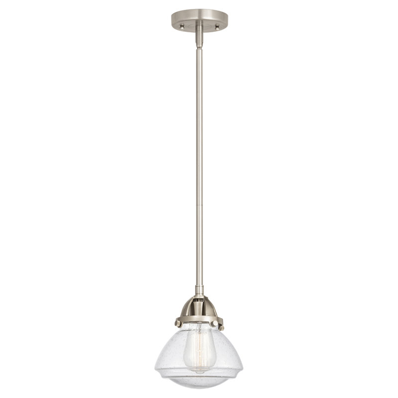 Mini 2 - Almarosa - Mini-luminaire suspendu à tige 7 po 1 lumière Nouveau, Nickel satiné brossé, Grainé