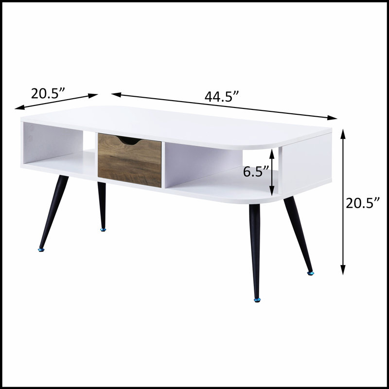 Élégante table basse blanche et noire à 1 tiroir, parfaite pour la vie moderne et les solutions de rangement.