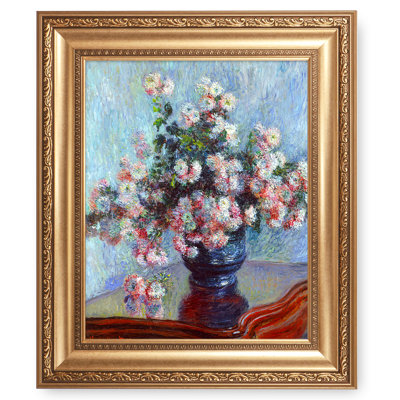 Chrysanthemums by Claude Monet Framed Image World Classic Reproductions For HomeDecor,Wide Gold Frame