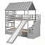 Lit superposé simple au-dessus de simple avec lit gigogne, toboggan et escalier de rangement-353074498