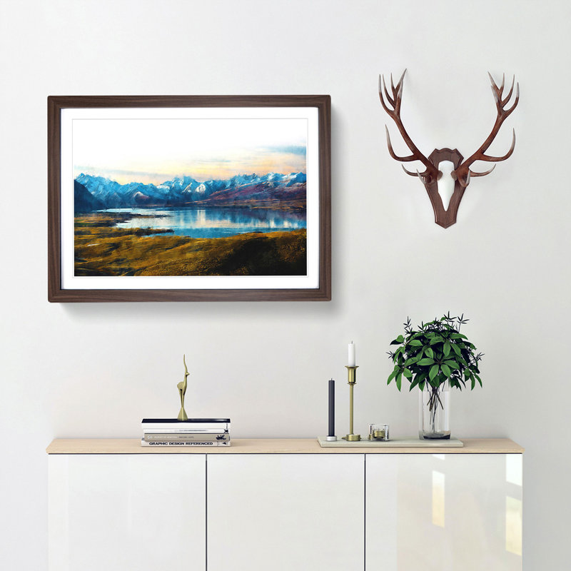 Lake Tekapo in New Zealand - Framed Print, 24cm H x 33cm W x 2cm D, Walnut Framed