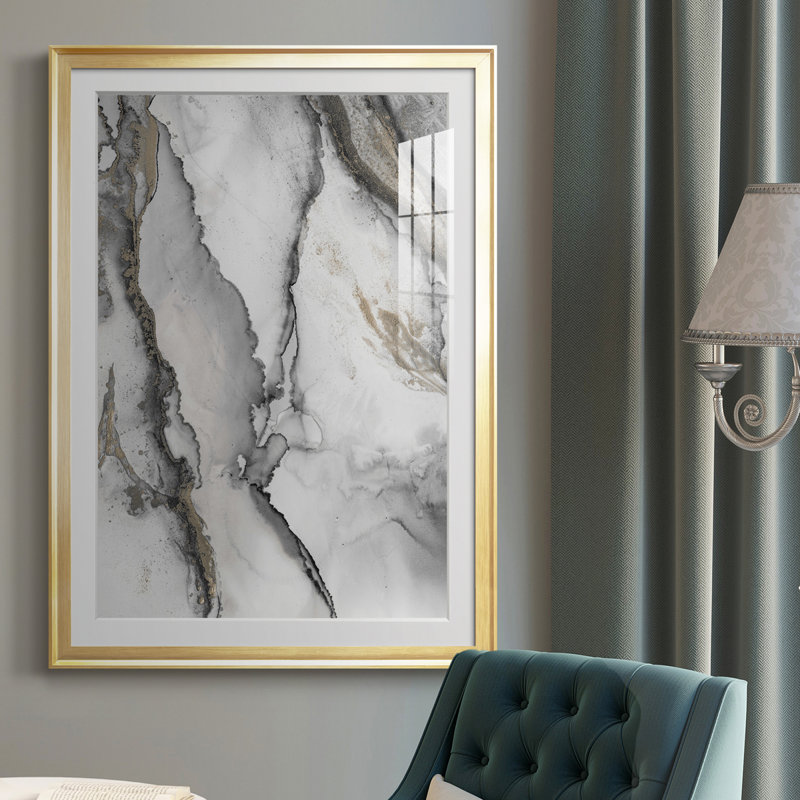 «Abstract Ink Fantasy I» - reproduction de cadre photo, H 42,5 po x l 30,5 po, Cadre doré, Oui