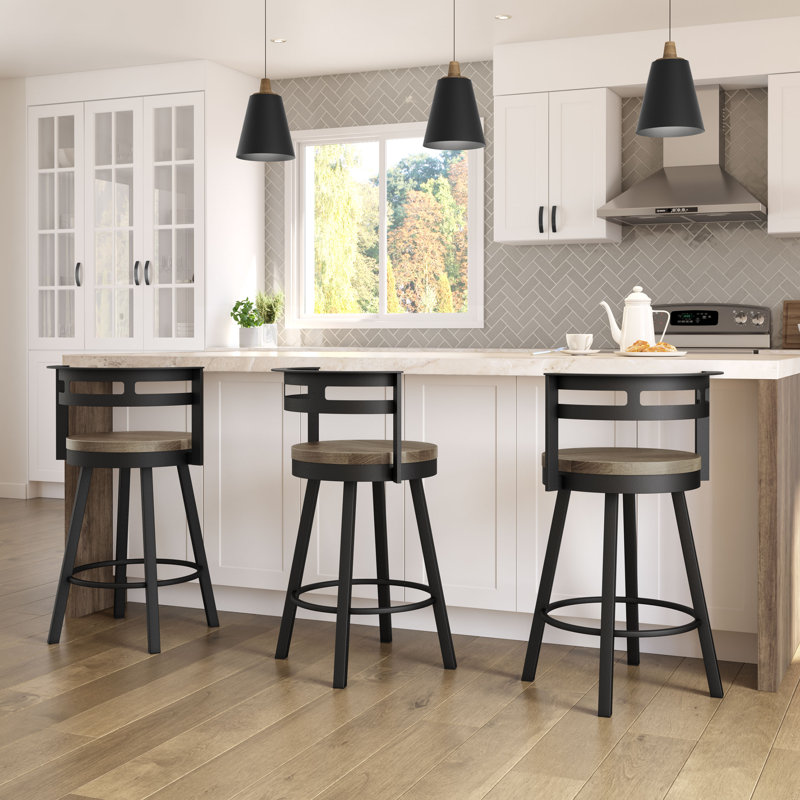Talia Swivel Counter & Bar Stool, Beige, Counter Stool (25.5" Seat Height), Black