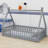Montessori Teepee Floor Bed Tent‑Shaped Kid Bed With Guardrails, Door-656815306-656815308