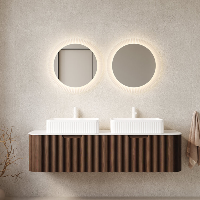 Meuble-lavabo mural Annora, White Rectangle, 60"