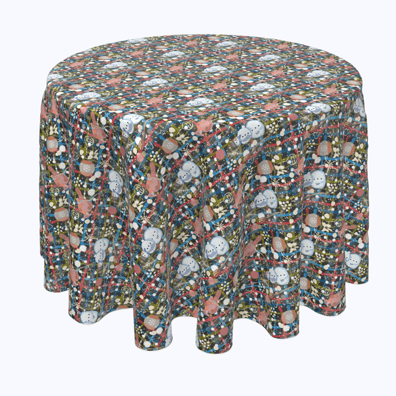 Geometric Round Christmas Tablecloth, 70" x 70", Christmas Weave Love