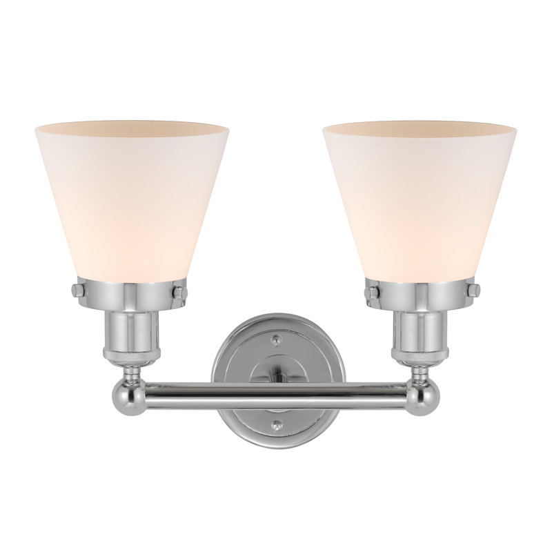 Éclairage pour meuble-lavabo à 2 lumières à intensité variable Cornville, Blanc mat, Chrome poli