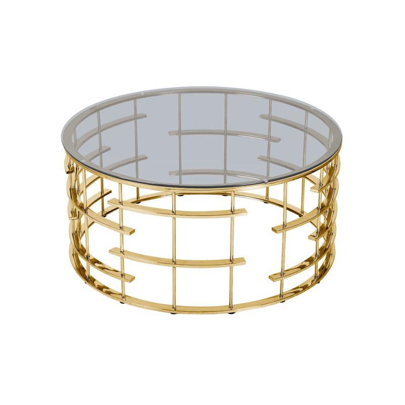 Coffee table 90cm, Grey, Gold