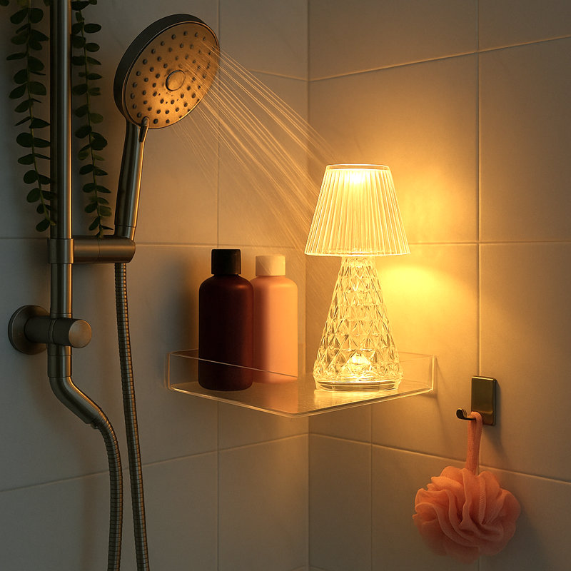 Lampe de table ou de douche à DEL intégrée à pile 8 po