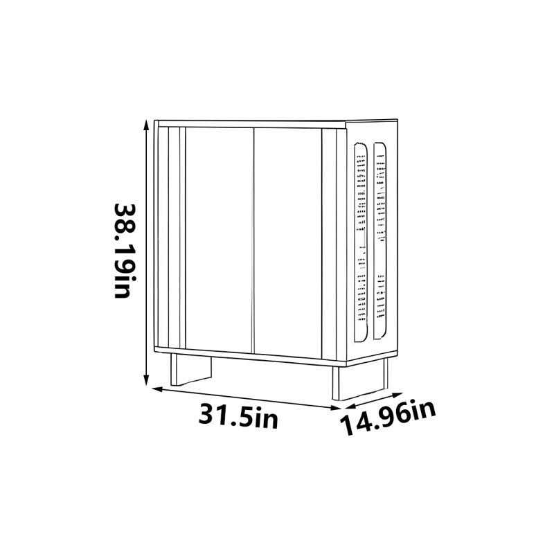 American style fashionable storage shoe cabinet, 38.19" H x 31.5" W x 14.96" D, Gray