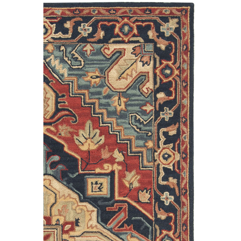 Bluffs Hand Loomed Wool/Cotton/Latex Oriental Rug in Red/Navy, Square 10'
