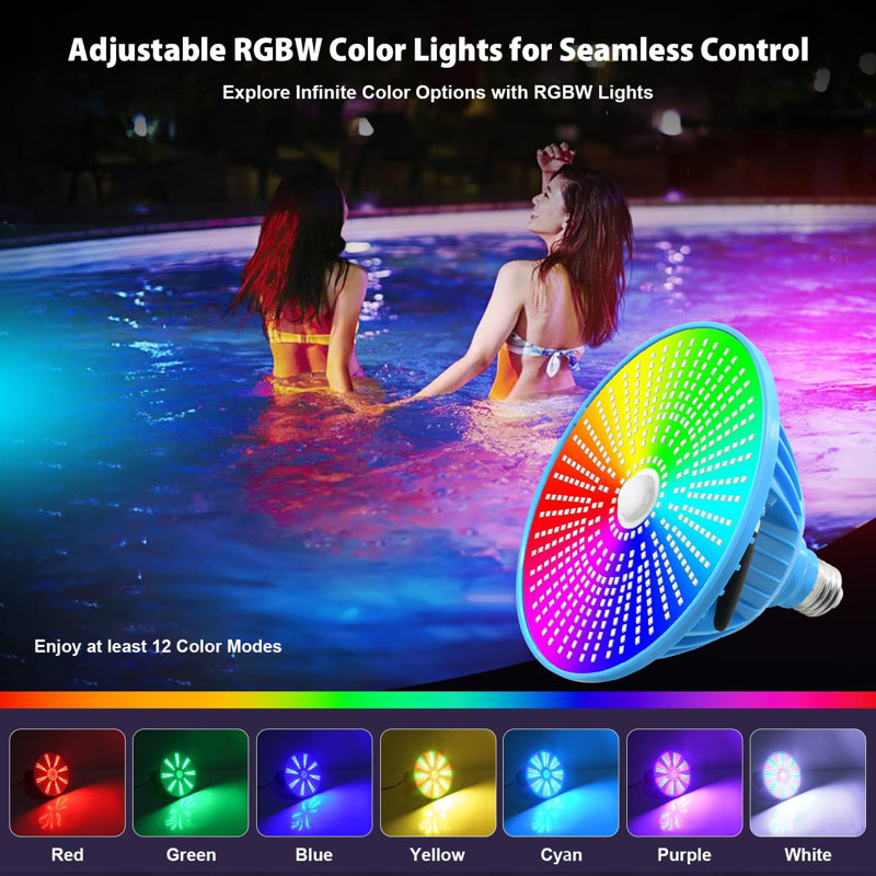 90w Pool Lights For Inground Pool, 120v Led Pool Light Bulb For Inground Pool, Rgb Color Pool Lights With Remote Control, E26/e27 Replacement For Pentair Hayward Fixture