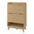 Shoe Cabinet, 48" Tall Narrow Fluted, Oak Color, 2 Flip Drawers, Open Shelf, Curved, Entryway-722085667