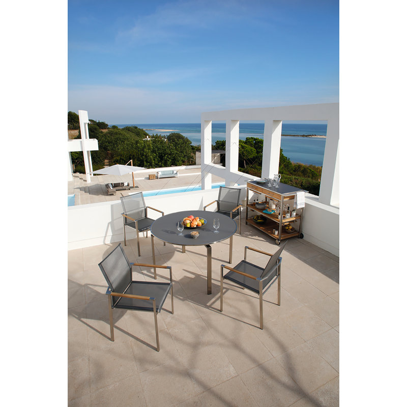 Mercury Dining Outdoor Round Dining Table, Platinum
