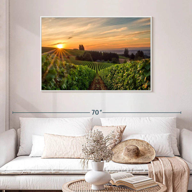 Willamette Vineyard, Cadre flottant blanc, 46 po x 31 po