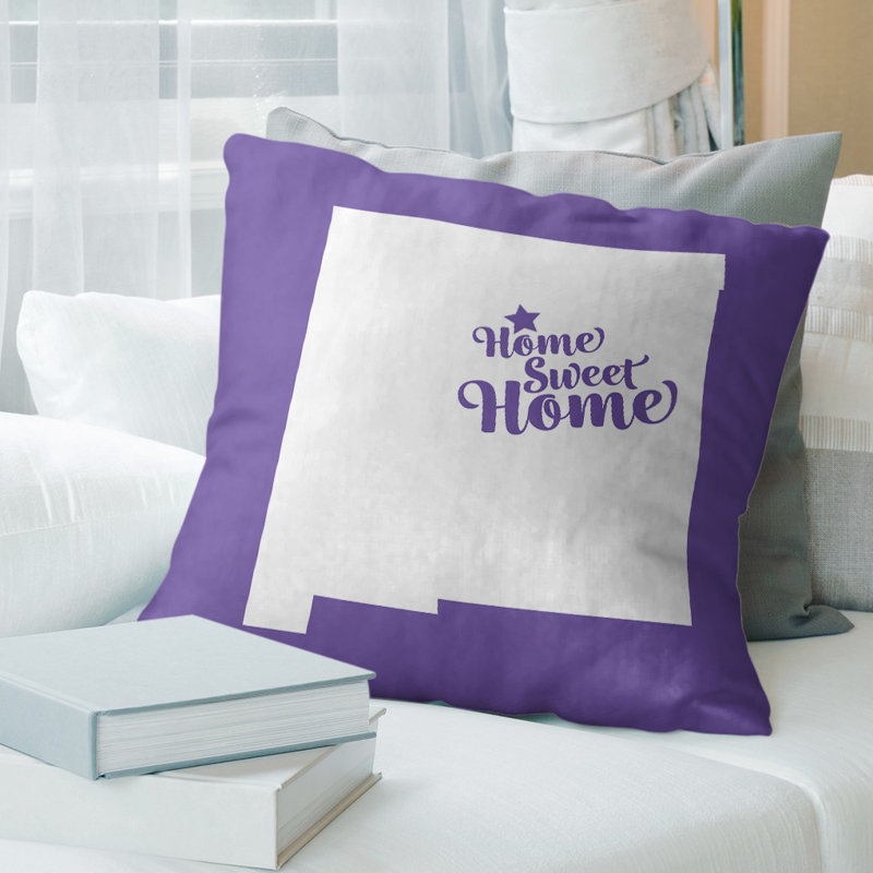 Coussin en lin us villes & states, Santa Fe, 26 po x 26 po, Mauve