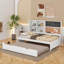 Lit de jour avec tablettes de rangement, tableau noir, tableau de liège, ports USB et lit gigogne-114355501