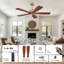 Ventilateur de plafond intérieur standard à moteur à courant continu, 5 pales en bois massif, avec télécommande et tige de suspension.-920432014-920432016-920432023