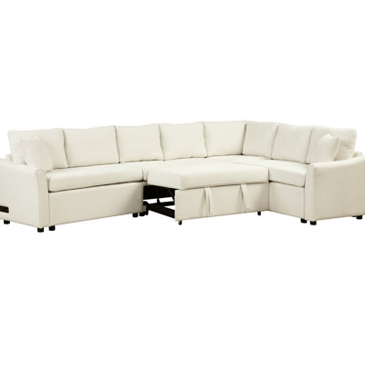 Beige L-Shaped With Foam Filler And Extended Seating Area Space Two Ports