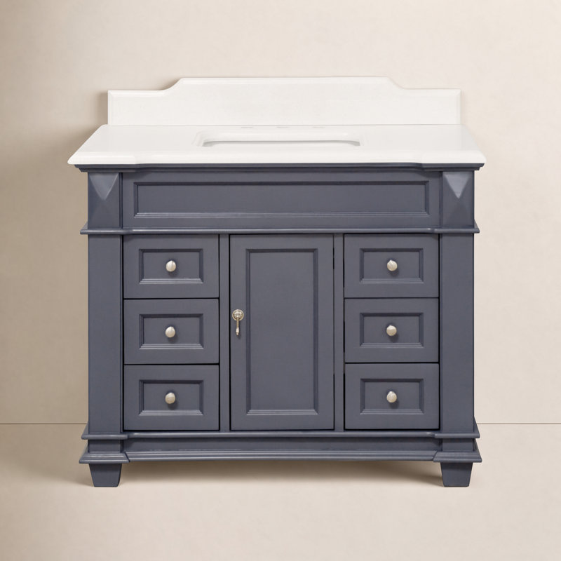 Ensemble de meuble-lavabo simple 42 po Ensa, Gris marine, Quartz