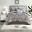 Ensemble de literie en coton avec housse de couette, grand lit double damassé gris