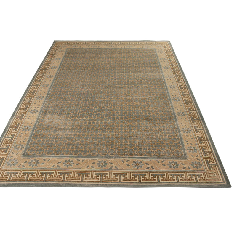 Distressed Homage Hand Knotted Wool Geometric Area Rug, Rectangle 8' x 10'
