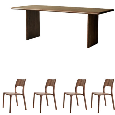 Walnut Slab Dining Table Set