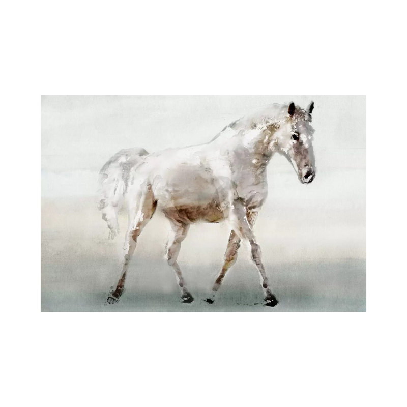 White Horse by Edward Selkirk - Wrapped Canvas Painting, 20.32 cm H x 30.48 cm W