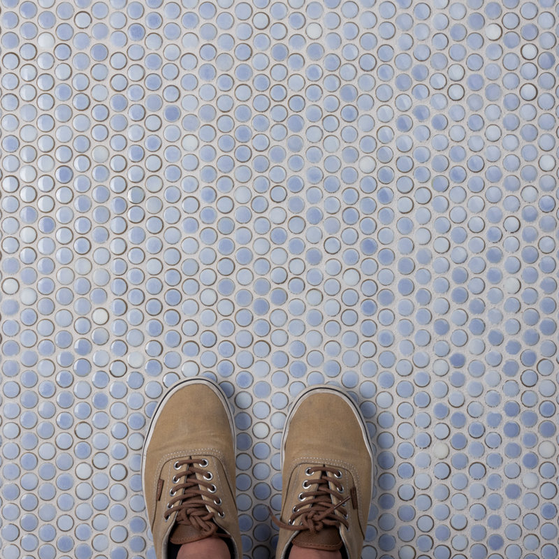 Hudson Penny Round .80" x .80" Porcelain Penny Round Mosaic Wall & Floor Tile, Frost Blue