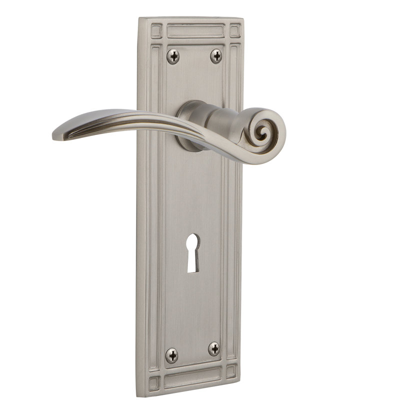 Mission Plate Privacy (Bed & Bath) with Decorative Keyhole and Swan Lever, Satin Nickel, 2.75"