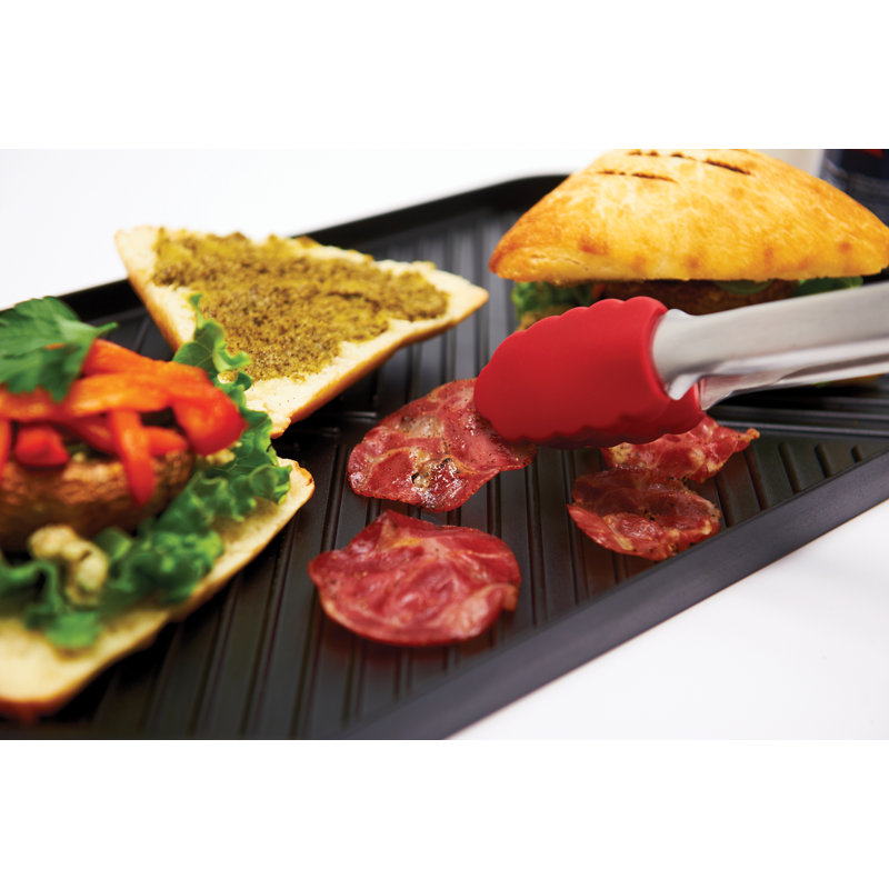 Black Aluminum Non-Stick Barbecue Griddle, 10.75" x 19"