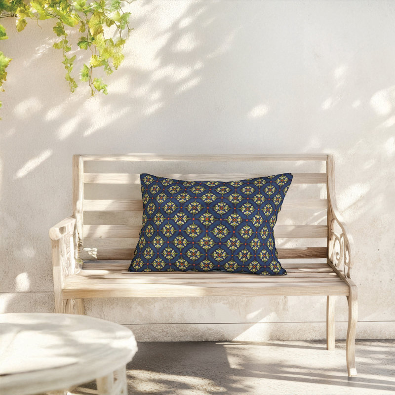 Coussin lombaire d'extérieur Eden Floral, Bleu