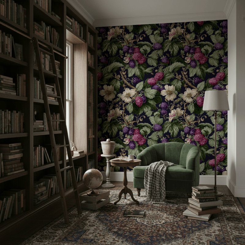 Papier peint floral, décoration murale traditionnelle rétro