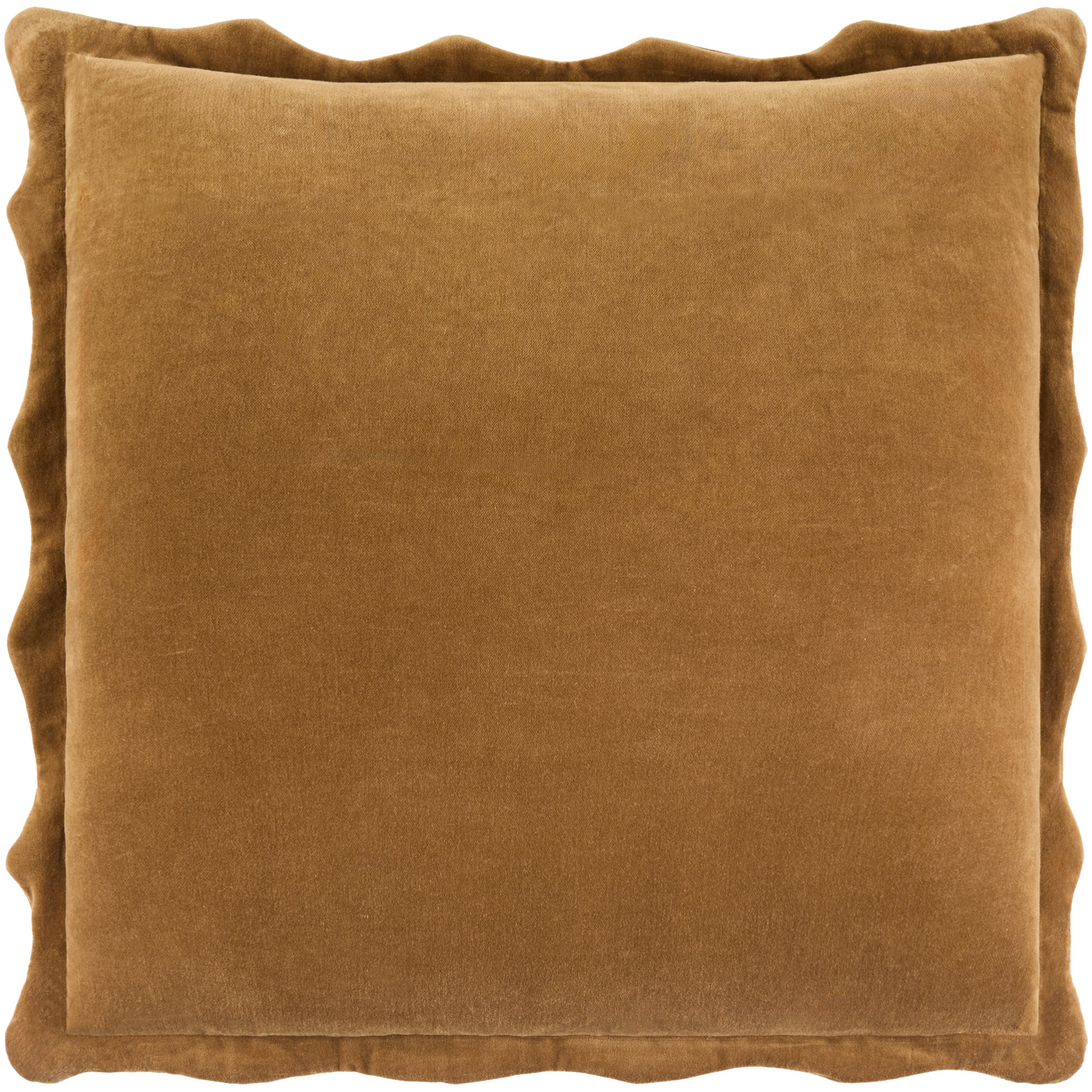 Collier Scalloped Edges Cotton Throw Pillow, Tan, 20"H x 20"W, Polyester
