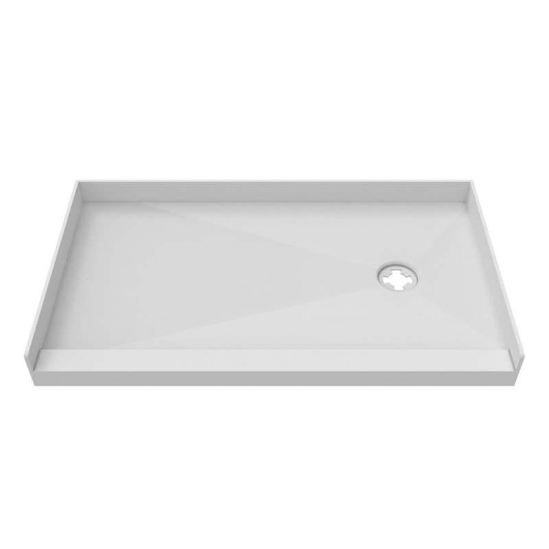 DreamLine TilePrime 32 inch D x 60 inch W x 3 inch H Right Drain Single Threshold Shower Base, Right, 32"L