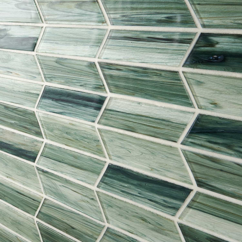 Maya 2x7 Chevron Polished Glass Mosaic Tile